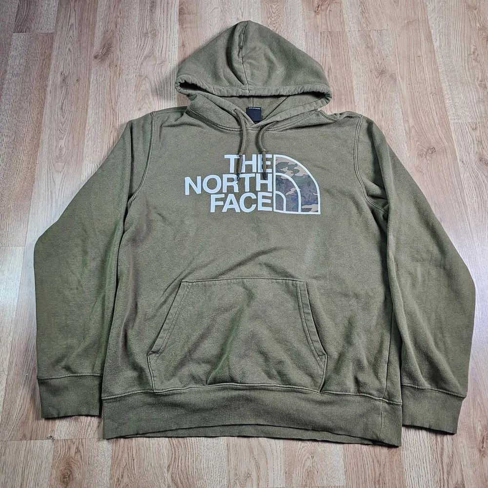 The North‎ Face Hoodie Mens Large Green Camo Sweatshirt Gorpcore Outdoor Hike